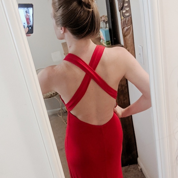 J. Law inspired Forever 21 red jersey maxi dress - Picture 5 of 5